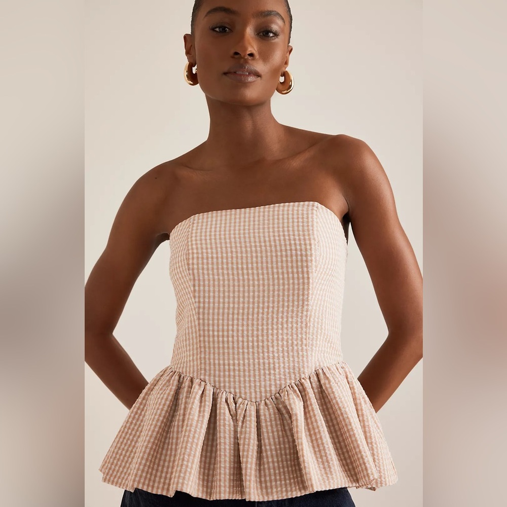 Hutch Strapless Bubble Peplum Top